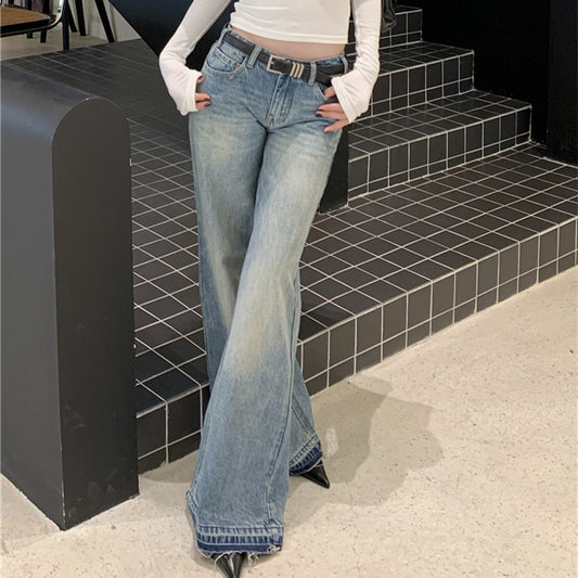 Amerikanische Retro Jeans Frauen niedrige Taille locker
